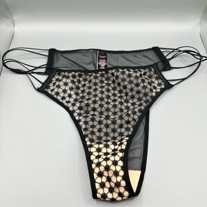 Victoria's Secret Black Mesh tanga / Brazilian Panty with strappy side RARE 2019